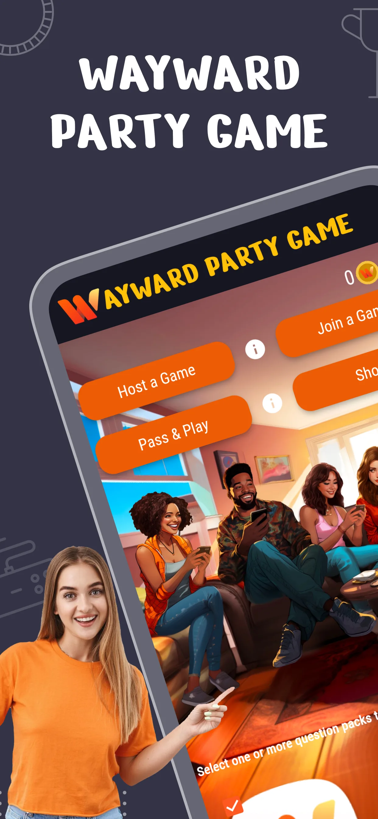 Wayward Party Game home screen
